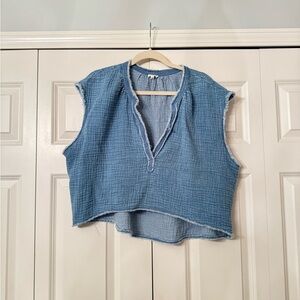 Aerie Blue Textured Crop Top